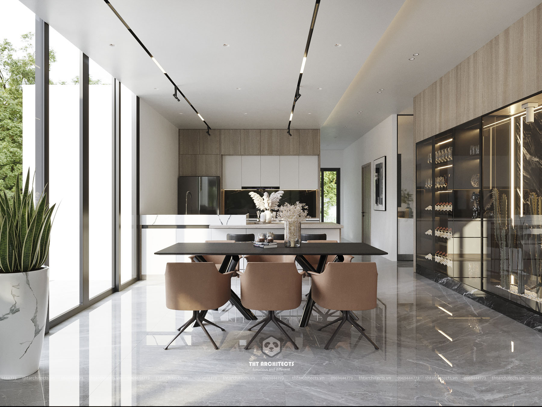 tht architects - Trường villa Bình Thuận - phòng khách bếp 05